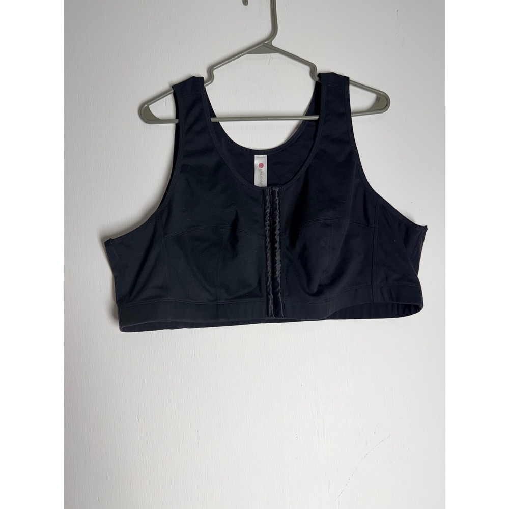 Laudine Front Zip Sports Bra Black Plus Size 52D High Impact Wireless L005